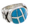 Silver And Turquoise Inlay Southwestern Ring Size 5-3/4 TX39956